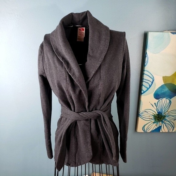 The North face women's cotton gray/grey wrap jacket size Small S/P - Picture 1 of 8